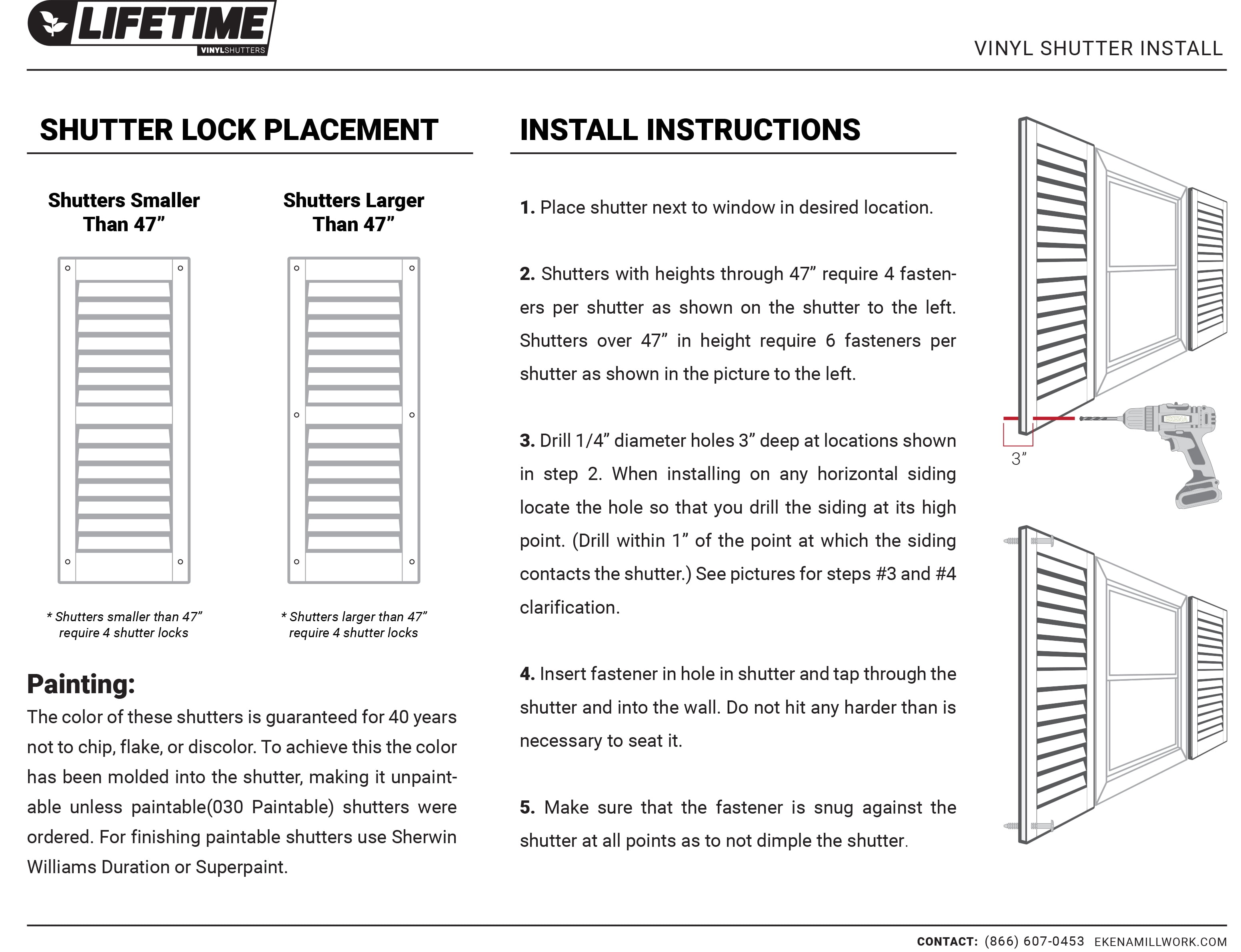 14"W x 64"H Lifetime Vinyl, TailorMade Four Board Joined (3 Batten), Board-n-Batten Shutters, Forest Green
