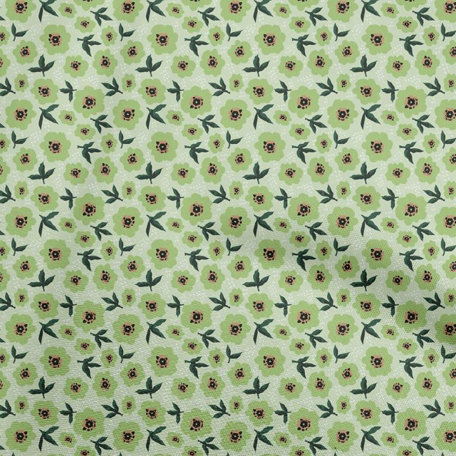 oneOone Polyester Spandex Menthe Vert Tissu Floral Rétro Diy Vêtements Tissu Impression Tissu par Yard 56 Pouces de Large