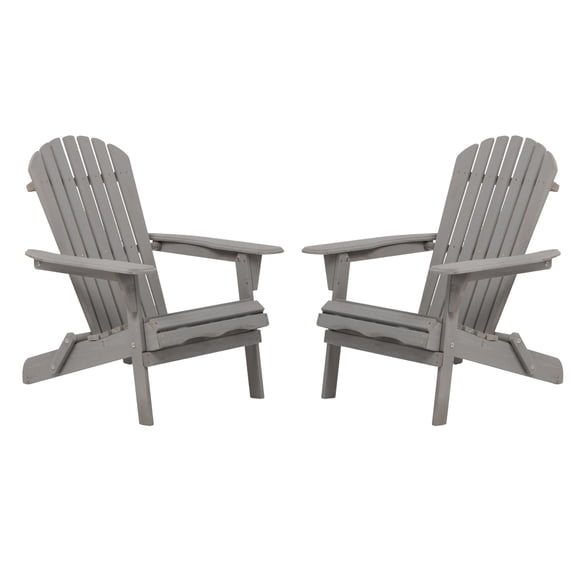 Bestseller 2-Pack Folding Wooden Adirondack Chairs with Pre-Assembled Back, Outdoor Patio Seating for Porch, Garden, Backyard & Firepit Area