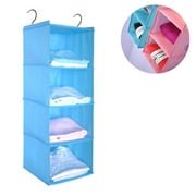 Hanging Shelf Wardrobe,4 Compartments Cotton Cabinet Organizer