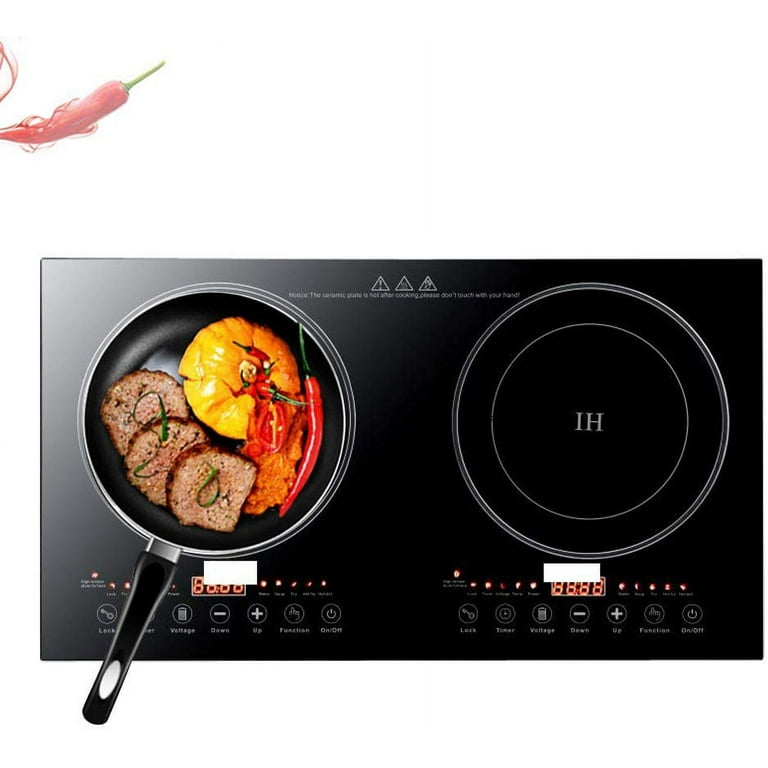 Weceleh Portable Two Burner Induction Cooktop, 1800W Double Induction  Cooktop 2 Burner Hot Plate, Dual Independent Touch Control Stovetop with  Knobs