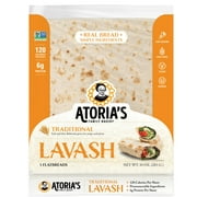 Atoria’s Family Bakery Traditional Lavash bread │ Perfect for sandwich bread, wraps or pizza crust │120 calories and 6g protein per Sheet │ Full case │ 10 packs of 5 flatbread │ 50 pieces of bread