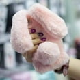 thumbnail image 2 of Plush Rabbit Case for Samsung Galaxy A12 5G,Cute Girls 3D Bunny Ears Case Soft Warm Winter Fluffy Furry Hairball Faux Fur Shockproof Back Cover with Bling Diamond Chic Bowknot,Pink, 2 of 3