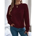 thumbnail image 6 of Sweaters for Women Fall Fashion 2025 Trendy Long Sleeve Pullover Lantern Knit Sweater Tops Wine Red S, 6 of 8