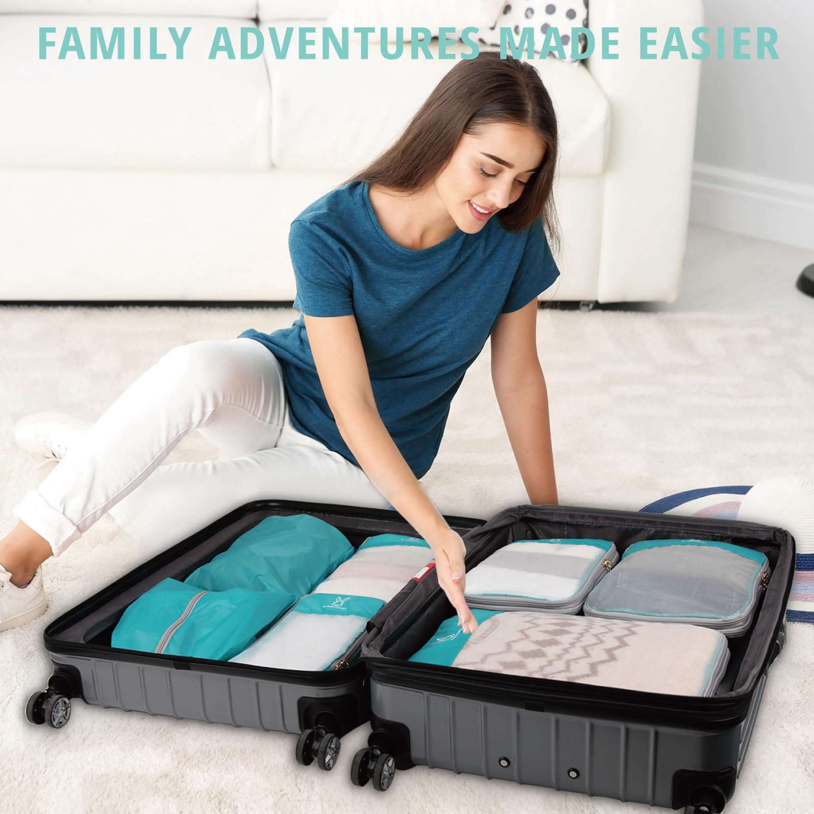 TRIPGEAR 6 Set Mesh Travel Packing Cubes,Lightweight Organizer Bags for Luggage Storage