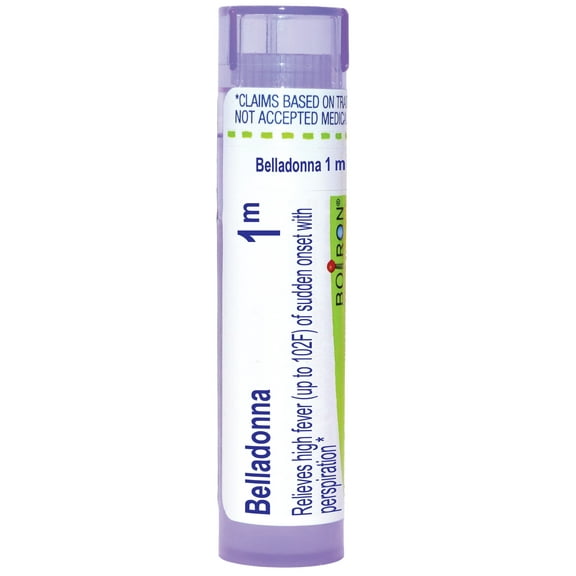 Boiron Belladonna 1M, Homeopathic Medicine for High Fever (Up To 102F) Of Sudden Onset With Perspiration, 80 Pellets