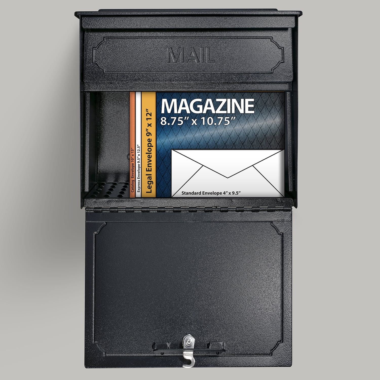 Mail Boss Townhouse Locking Security Wall-Mount Mailbox, Black