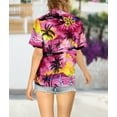 thumbnail image 5 of HAPPY BAY Women's Button Down Blouses Summer Beach Party Shirt Tropical Blouse Short Sleeve Dress Tops Hawaiian Shirts for Women XXL Palm Tree Island, Pink, 5 of 6