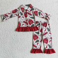 thumbnail image 1 of Venta al por mayor, conjunto de botones de manga larga para niños, ropa de dormir de Navidad para niñas, pantalones con estampado de vaca, conjunto para niños, pijamas infantiles, 1 of 2