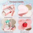 thumbnail image 5 of Kids Vanity Sets for Girls, Kids Table and Chairs with Apple-Printed Desktop, Toddler Vanity Desk with Strawberries Shape Mirror, White, 5 of 9