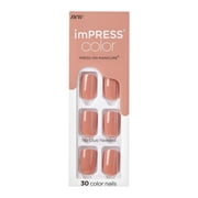KISS imPRESS Color Press-on Manicure, Caramel, Short, Square
