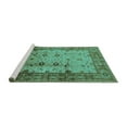 thumbnail image 2 of Ahgly Company Machine Washable Indoor Rectangle Oriental Turquoise Blue Industrial Area Rugs, 2' x 4', 2 of 4