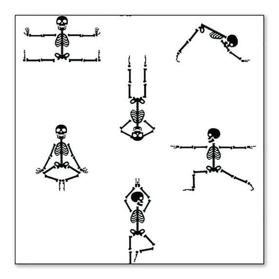DistinctInk Custom Bumper Sticker - 8" x 8" Decorative Decal - White Background - Yoga Skeletons