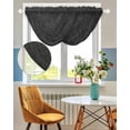 thumbnail image 3 of Black Burlap Texture Sheer Waterfall Valance Curtains for Window, Farmhouse Vintage Black Rod Pocket Sheer Topper Swag Curtains for Living Room, Kitchen 38.5"W x 47.2"L, 3 Panels, 3 of 7