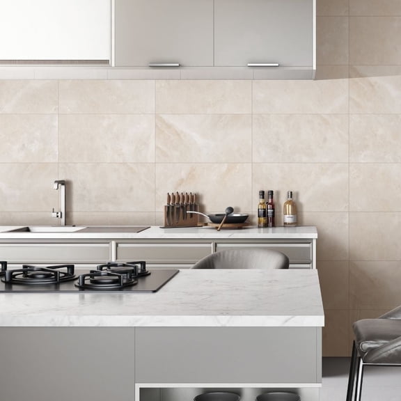 The Tile Life Nimbus Crema Polished Porcelain Floor & Wall Tile, 4 x 4 in, 1-Piece Sample