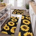 thumbnail image 2 of Black Sunflower Pattern Kitchen Rugs Sets Of 3,Kitchen Runner Rugs Non Skid Washable,Decorative Kitchen Floor Mats for Kitchen,Sink,Laundry,17"x30"+ 17"x47" + 17"x59", 2 of 6