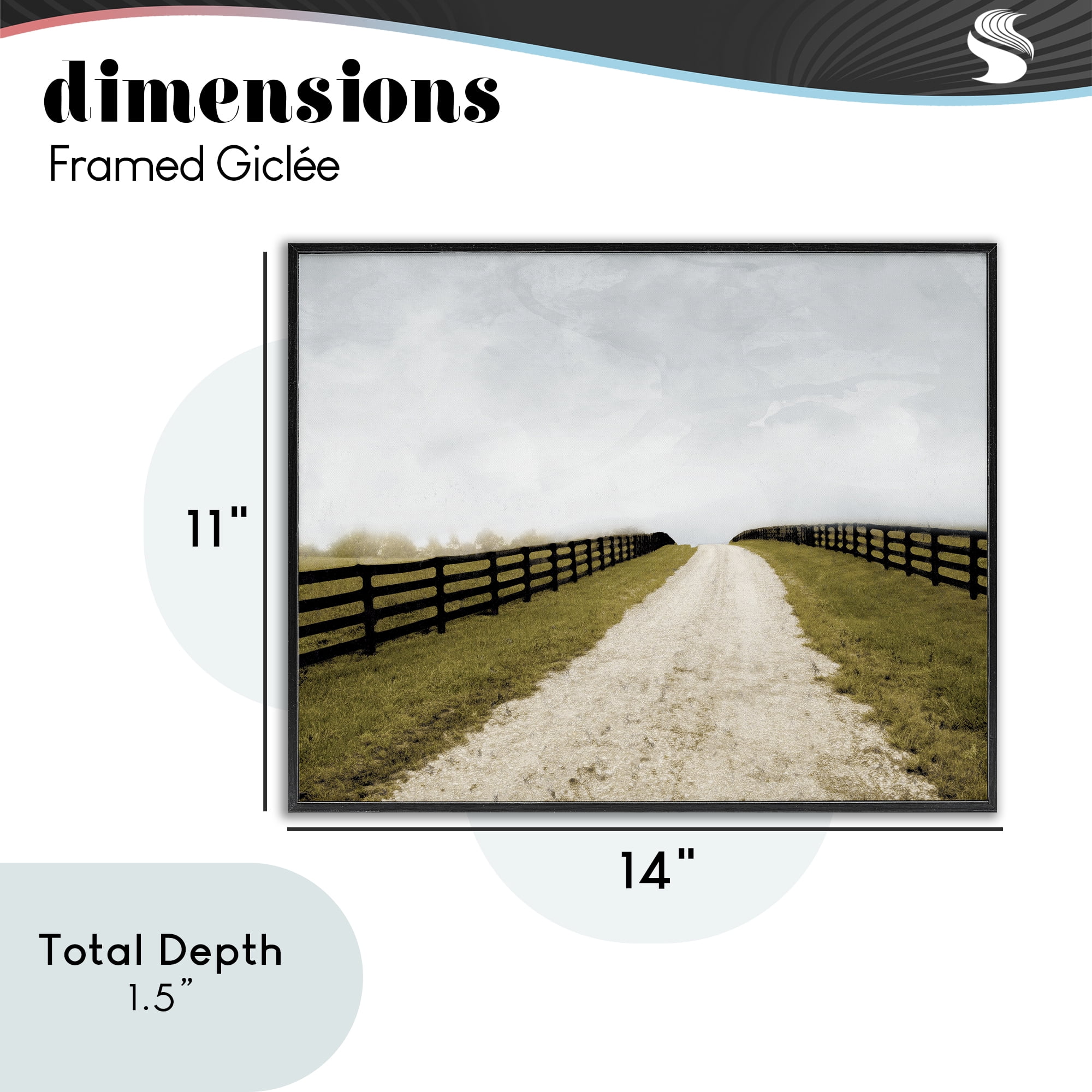 Stupell Industries Fenced Countryside Lane Black Framed Giclee Art, design by Ynon Mabat