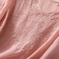 thumbnail image 5 of Alkepwun Women's Embroidered Mexican Shirt V Neck Summer Casual Tops Peasant Tunic Loose Blouse Bohemian Cotton Linen Shirts, 5 of 7