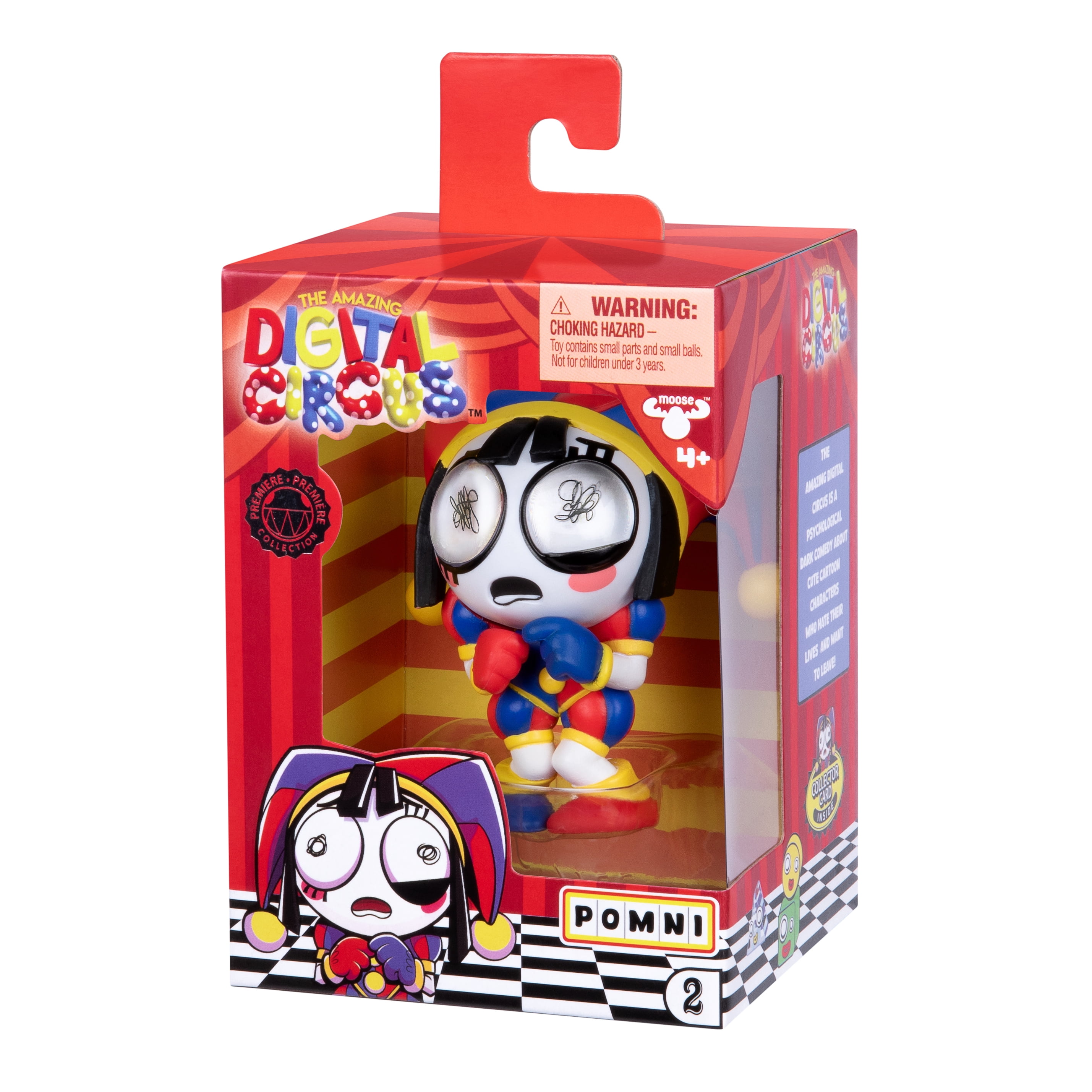 Amazing Digital Circus Pomni 4" Collectible Vinyl Figure with Jittery Eyes and Collector Card, Ages 4+
