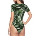 thumbnail image 4 of Balery Tropical Palm Leaves1 Women's Short Sleevee Crew Neck Bodysuit Tops Short Sleeve Tops Basic-Small, 4 of 9