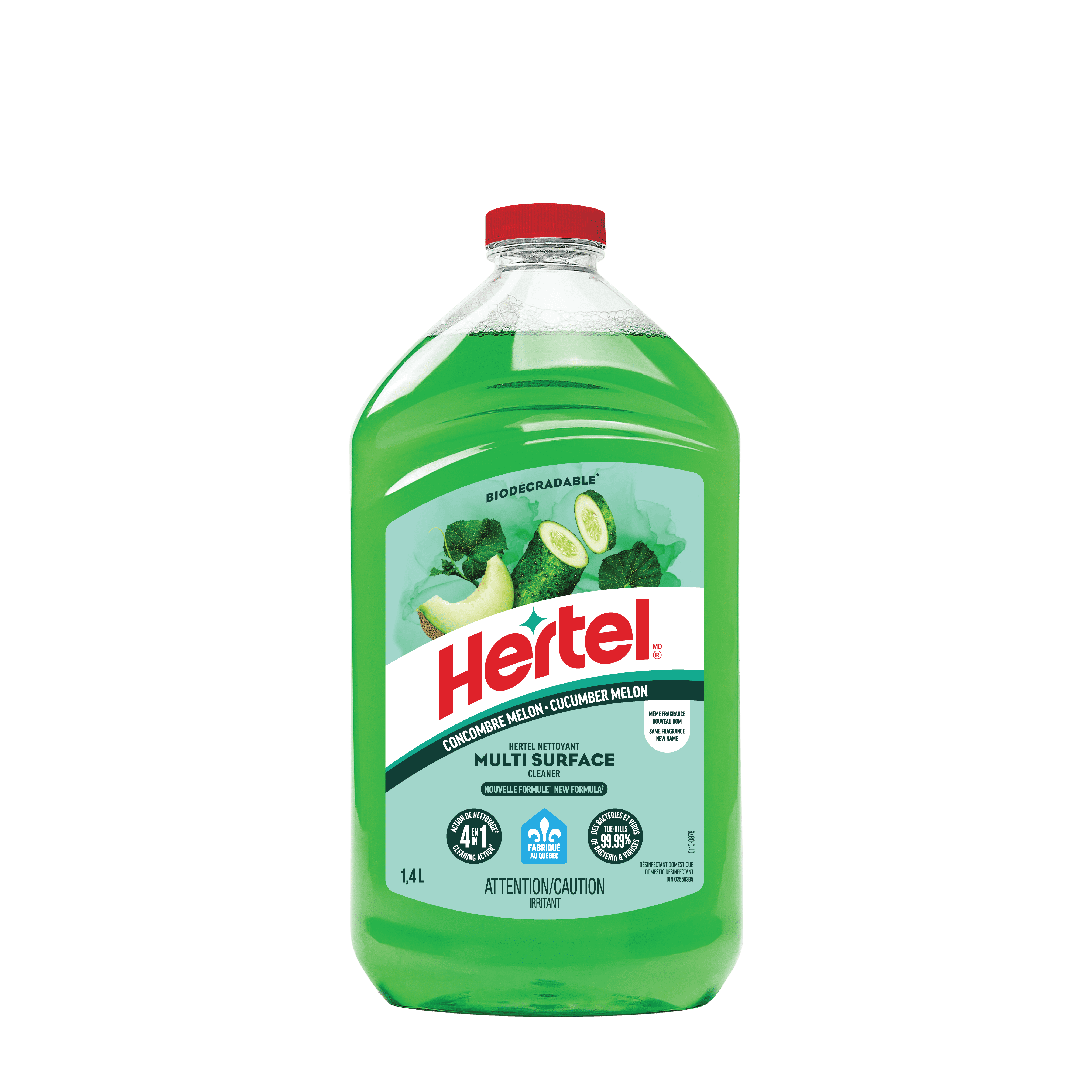 Hertel Nettoyant Désinfectant Multi-surface diluable, Concombre melon, 1.4L