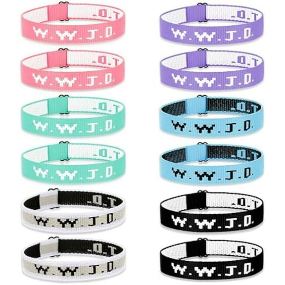 Bavsenic Unisex WWJD Bracelets, Acrylic, 12 Count
