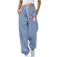 thumbnail image 2 of WXLWZYWL Women Merry Christmas Sweatpants Drawstring Jogger Snowflake Fun Print Elastic Waist Casual Trousers Warm Comfy Pants with Pockets, 2 of 4