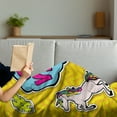 thumbnail image 3 of Chill Soft Flannel Fleece Throw Blanket, Colorful Fun Design Magic Unicorn Speech Bubble Stars and Donut, Cozy Plush for Indoor and Outdoor Use, 70" x 90", Multicolor, by Ambesonne, 3 of 5