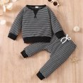thumbnail image 2 of Gibobby Toddler Boys Pajamas Boy Striped Pajamas Set 2-Piece 1t 2t 3t 4t 5t Long Sleeve Soft Sleepwear Soft Fall Winter Pjs for Boys Toddler Boys Clothes,Black,Size 2-3 Years, 2 of 4