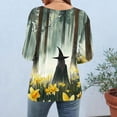 thumbnail image 3 of Uootdi Halloween Graphic Tees for Women 3/4 Sleeve Crew Neck Watercolor Forest Witch Front Print Womens Casual Tops Oversized Fit Witch Themed Party Soft Stretchy Womens Pullover Tees Gift, 3 of 6