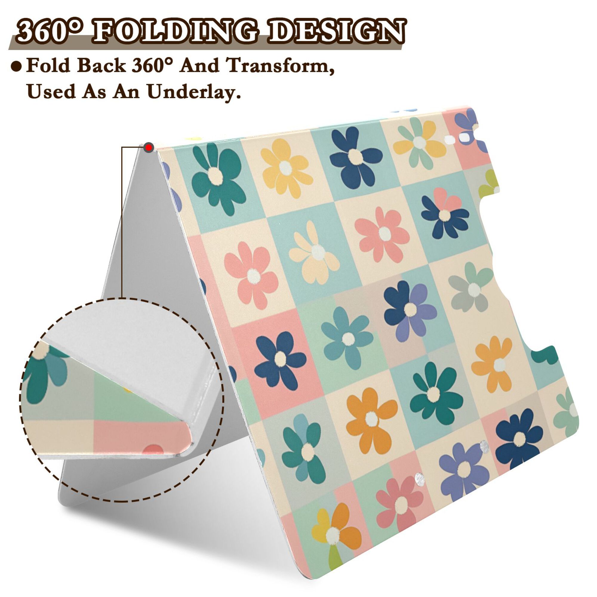 FORMRS A4 Clipboard Folder with Pen Holder Horizontal Foldable School Office Binder, Green Floral