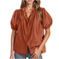 thumbnail image 2 of mfyjkho Tops Para Mujer, Camisa De Verano Con Botones Y Encaje Para Mujer, Manga Farol, Cuello En V, Moda Informal Tops De Gimnasio Para Mujer M, 2 of 4