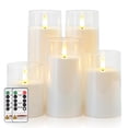 thumbnail image 1 of AMAGIC Flickering Flameless Candles, Battery Operated Acrylic LED Pillar Candles with Remote Control and Timer, Romantic Wedding Home Ambie, 1 of 8