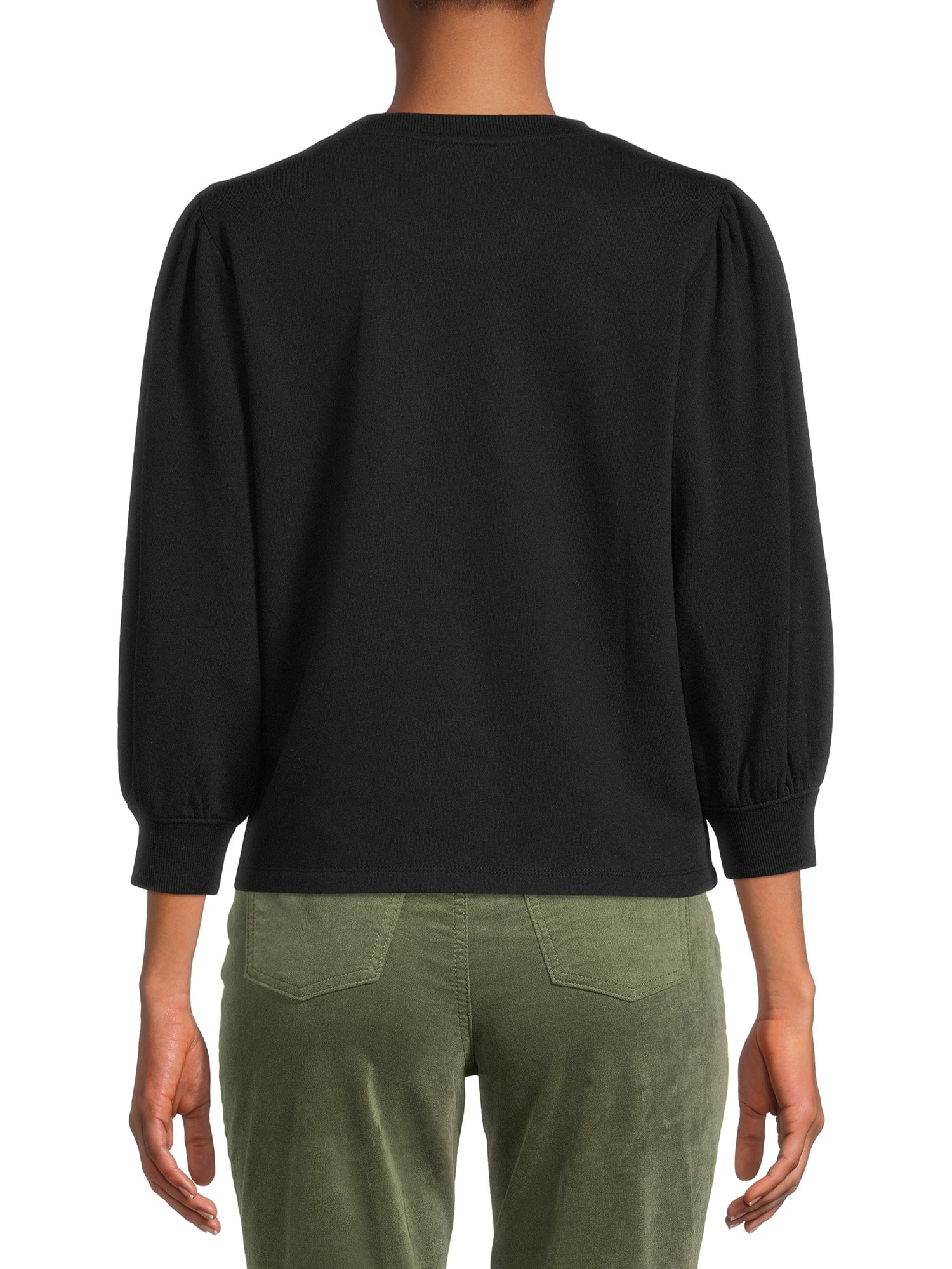 Time and Tru Women's Puff Sleeve Sweatshirt