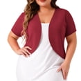 thumbnail image 2 of TGSLY Plus Size Cropped Cardigan for Women Lightweight Soft Open Front Short Sleeve Shrug Tops Loose Casual Solid Color Elegant Cover Up XXXXXL, 2 of 10