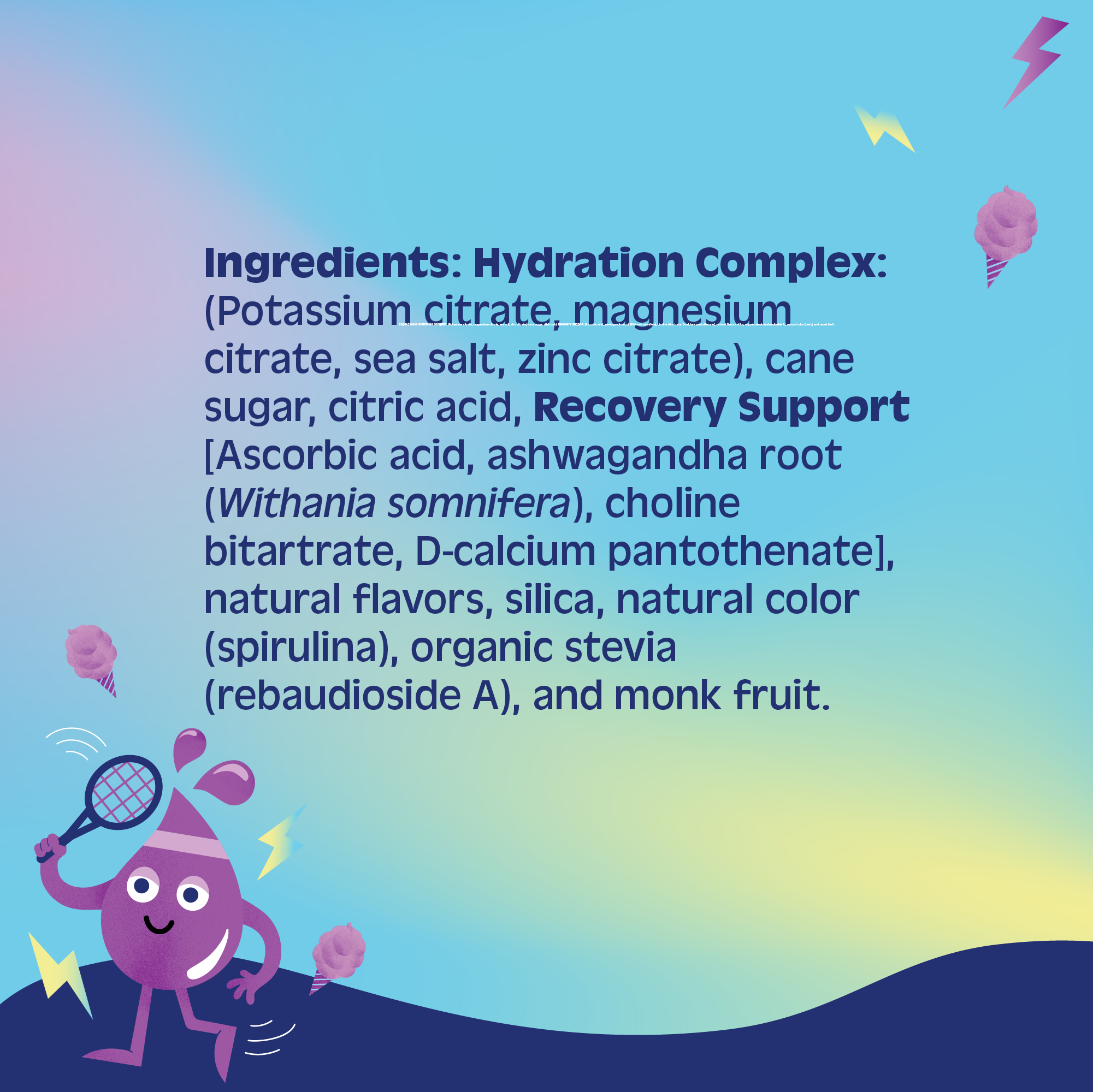 Bitsy's Swish Cotton Candy Electrolyte and Immunity Sports Drink Mix for Kids, Vitamin C and Zinc Hydration Powder, 6 Packets - image 5 of 7