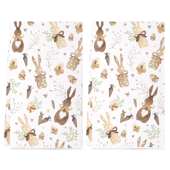 YIBAGA Easter Kitchen Towels Set of 2, Easter Decor Bunny Towels Dishcloth, 18x26 inch, Polyester