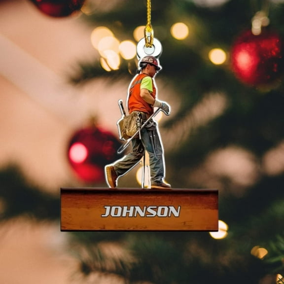 Personalized Ironworker Ornaments, Custom Christmas Ornament Ironworker Outfit, Ironworker Lover Fan, Ironworker Costume Wood Plastic Ornament, Christmas Tree Ornaments, Christmas Decor (IW4) - 3078