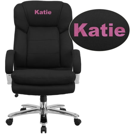 Flash Furniture Personalized HERCULES Series 24/7 Intensive Use Big & Tall 500 lb. Rated Black Fabric Executive Swivel Chair with Loop Arms