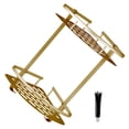 thumbnail image 3 of Canasta de esquina de aluminio, estante de almacenamiento para baño, montado en la pared, organizador de cocina de perforación libre, dorado Scienceny HA004468-04B, 3 of 6
