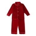 thumbnail image 3 of Pijamas de terciopelo rojo para niños, conjuntos de pijamas navideños a juego para la familia, para bebés, niños y niñas, 3 of 5