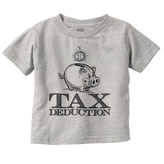 Cute Piggy Bank Tax Deduction Infant Toddler Graphic Tee For Boys or Girls Brisco Brands 5T