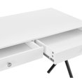 thumbnail image 6 of Modern Makeup Vanity Dressing Table Home Office Study Computer Laptop Writing Desk with Two Storage Drawers and Black Stoving Varnsih Steel Frame, White, 6 of 7