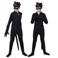 thumbnail image 2 of Disfraz de gato negro para niños, traje de Cosplay de Noel con máscara, oreja y cola, 2 of 3