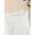 thumbnail image 4 of ZAXARRA Baby Girls Fall Crew Neck Romper Long Sleeve Solid Color Ruffle Romper with Headband, 4 of 9