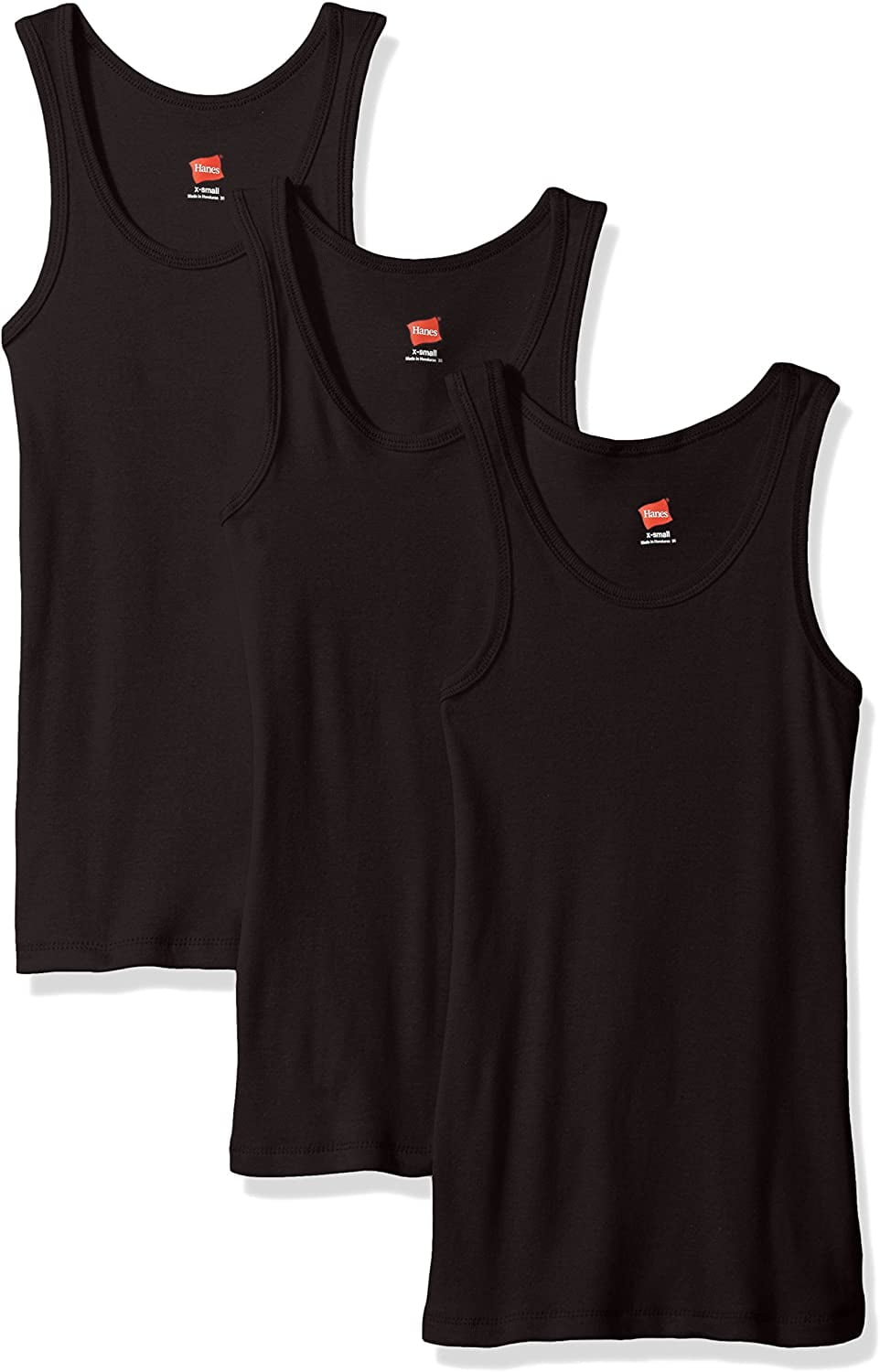 Hanes Men's Tall Man Ribbed Tank Top (Pack of Three), Black, XLarge