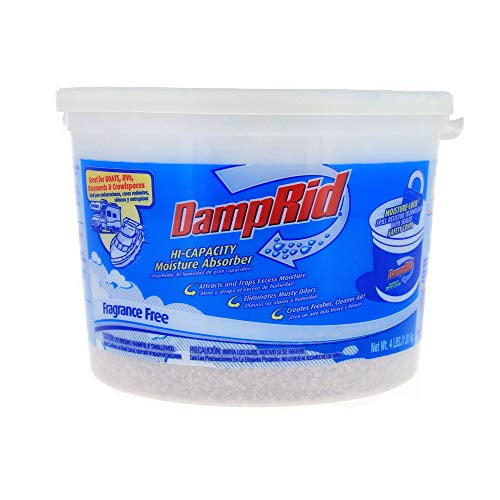 DampRid Fragrance Free Moisture Absorber 4 lb. Hi-Capacity Bucket - For Fresher, Cleaner Air in Large Spaces
