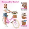 thumbnail image 2 of Girls Bike 20inch with Basket and Backseat, Kids Bicycle for 7-10 Years Old, Single Speed, Pink, 2 of 8