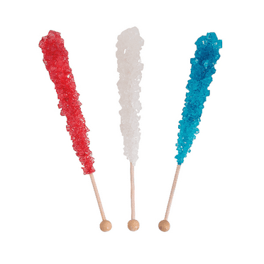 Patriotic Rock Candy Lollipops – 12 Pc - Red, White & Blue 4th of July Treats - Assorted Flavors