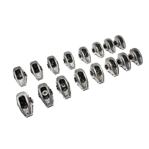 COMP Cams Rocker Arm 17001-16 High Energy; Chevy Small Block 4.3L-6.6L/265-400 Cubic Inch; 3/8 Inch Stud Diameter; 1.5 Ratio; Non Self Aligning; Roller Rocker; Die Cast Aluminum; Set of 16